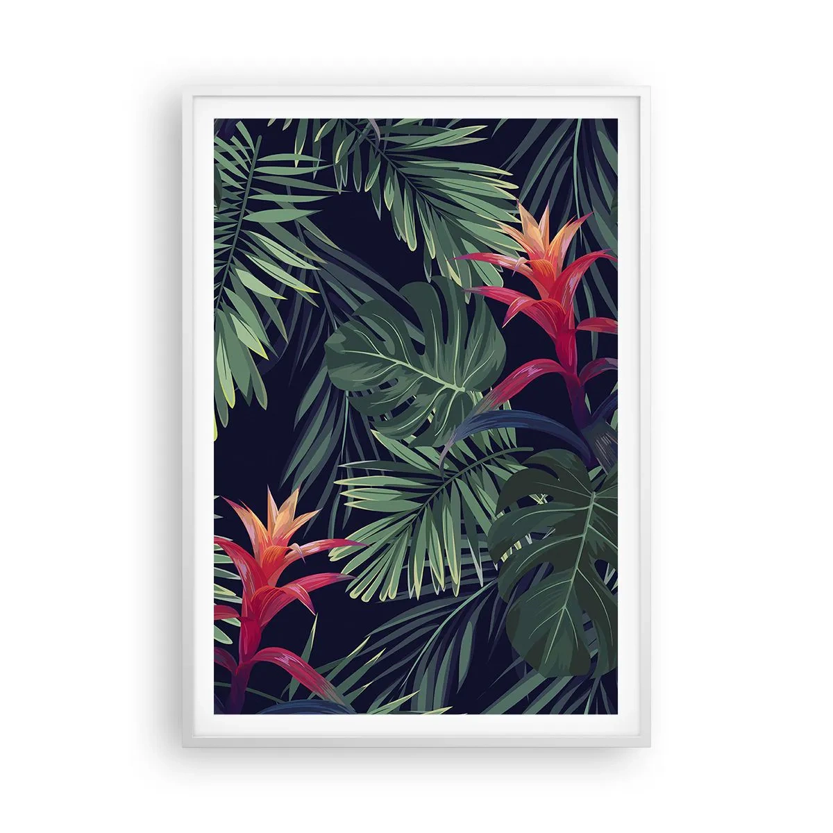 Póster en marco blanco - Encender el color verde - 70x100 cm