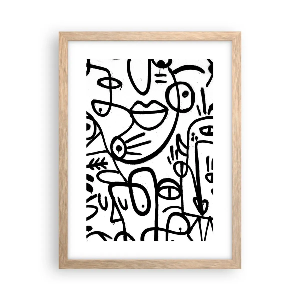 Póster en marco roble claro - Rostros y espejismos - 30x40 cm