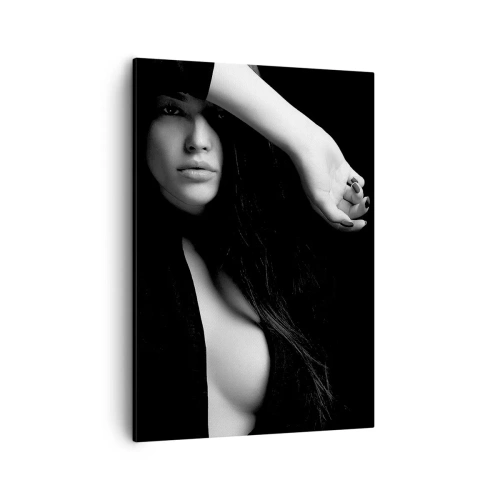 Cuadro sobre lienzo - Impresión de Imagen - Retrato elegante de una mujer en blanco y negro. - 50x70cm - Escuela de seducción - Decoración de pared moderna para salón y dormitorio ARTTOR