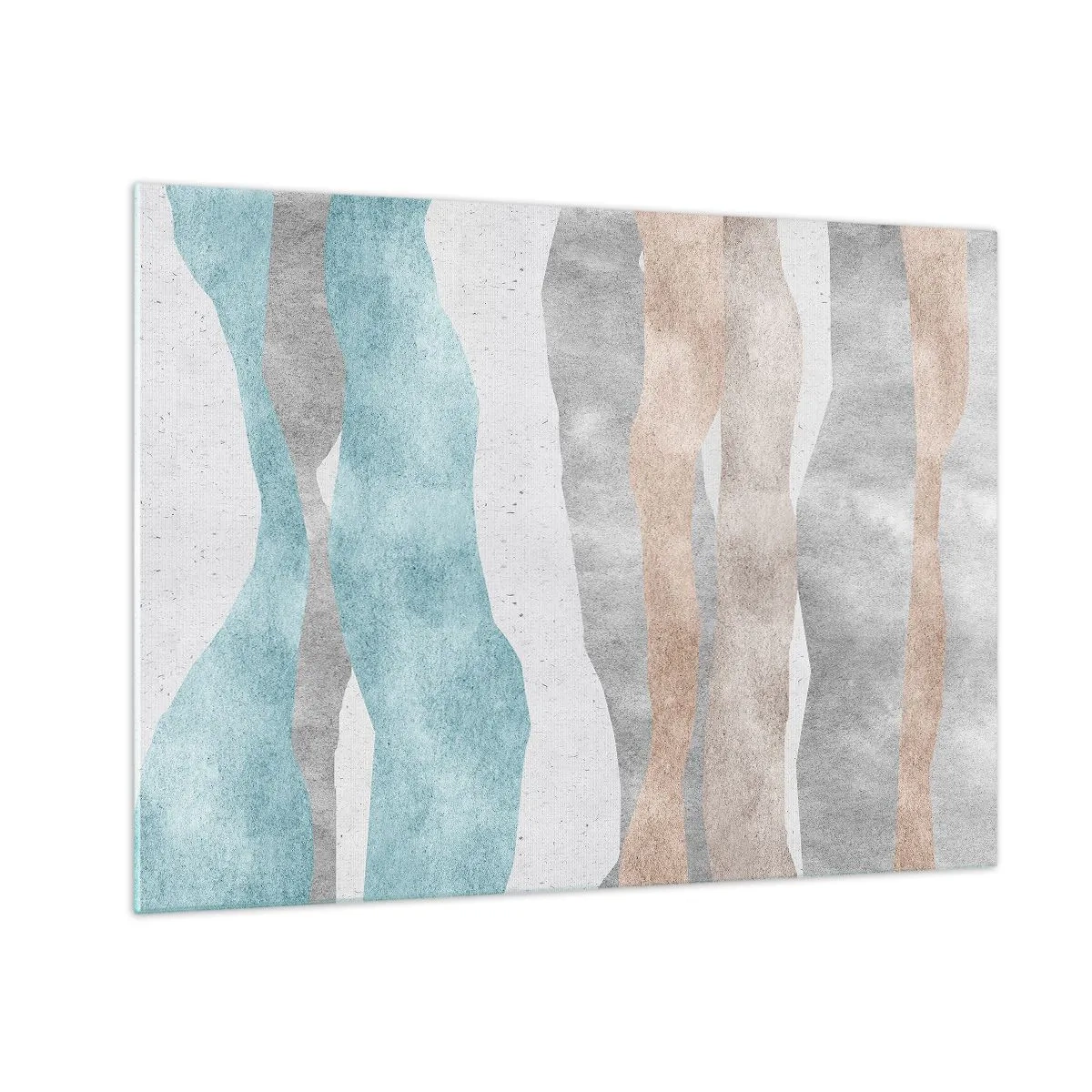Cuadro sobre vidrio - Impresiones sobre Vidrio - Rayas delicadas en tonos beige y azul. - 70x50cm - Un estudio de la cercanía - Decoración de pared moderna para salón y dormitorio ARTTOR