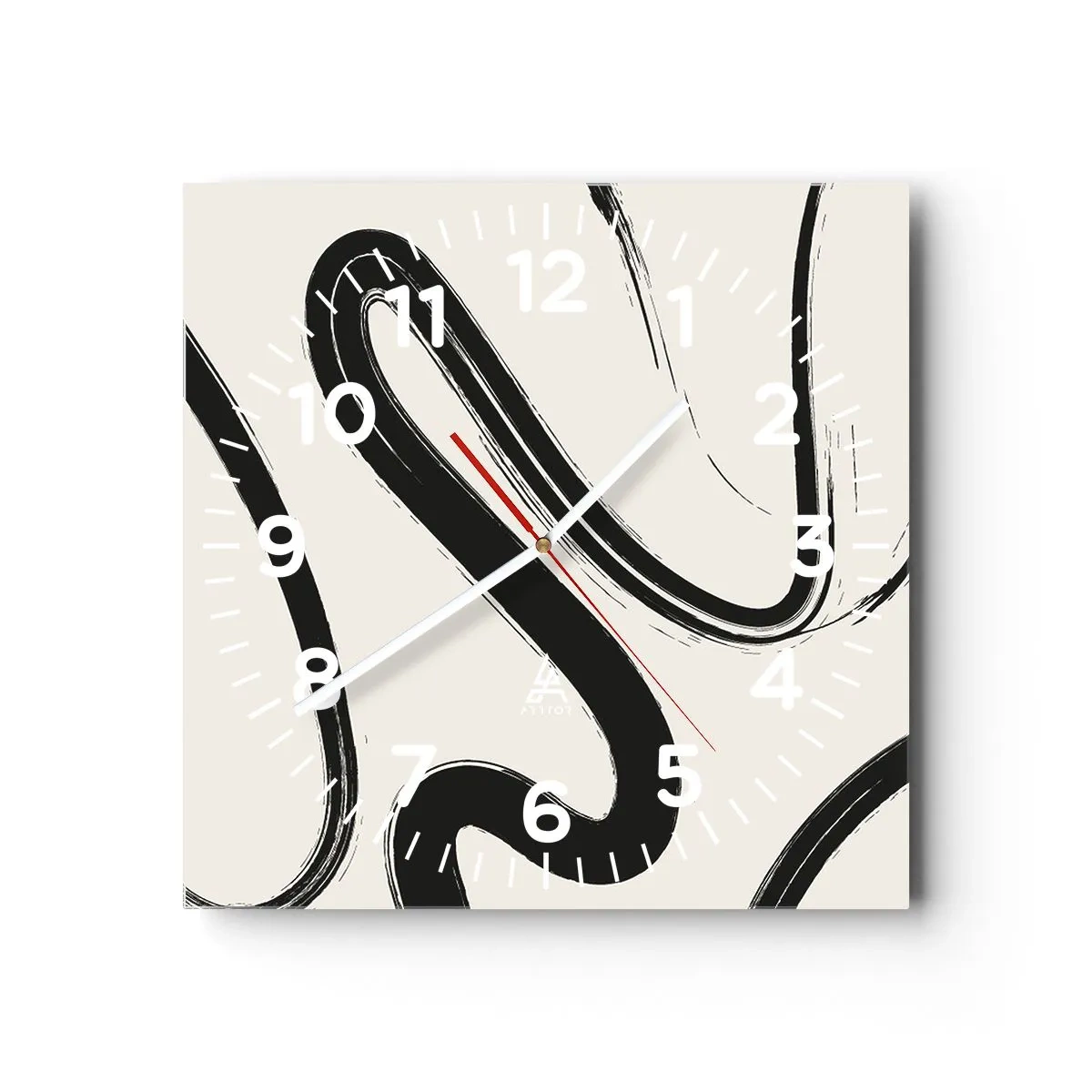 Reloj de pared - Reloj de vidrio - Fantasía en blanco y negro - 30x30 cm