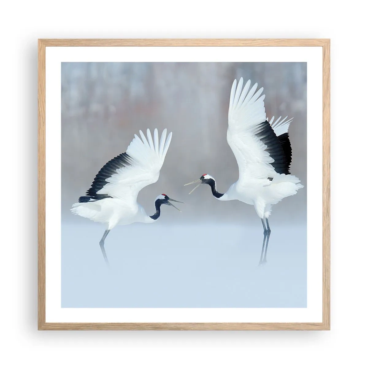 Póster en marco roble claro - Danza en la niebla - 60x60 cm