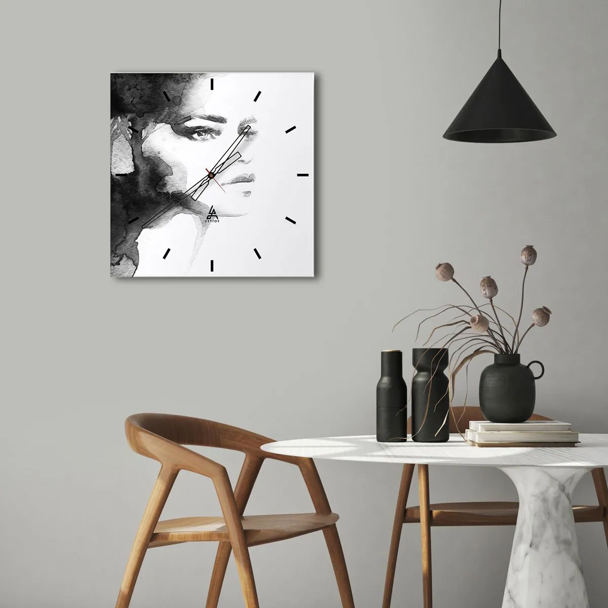 Reloj de pared - Reloj de vidrio - Hecho de misterio y niebla - 40x40 cm