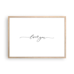 Póster en marco roble claro - Negro sobre blanco - 70x50 cm