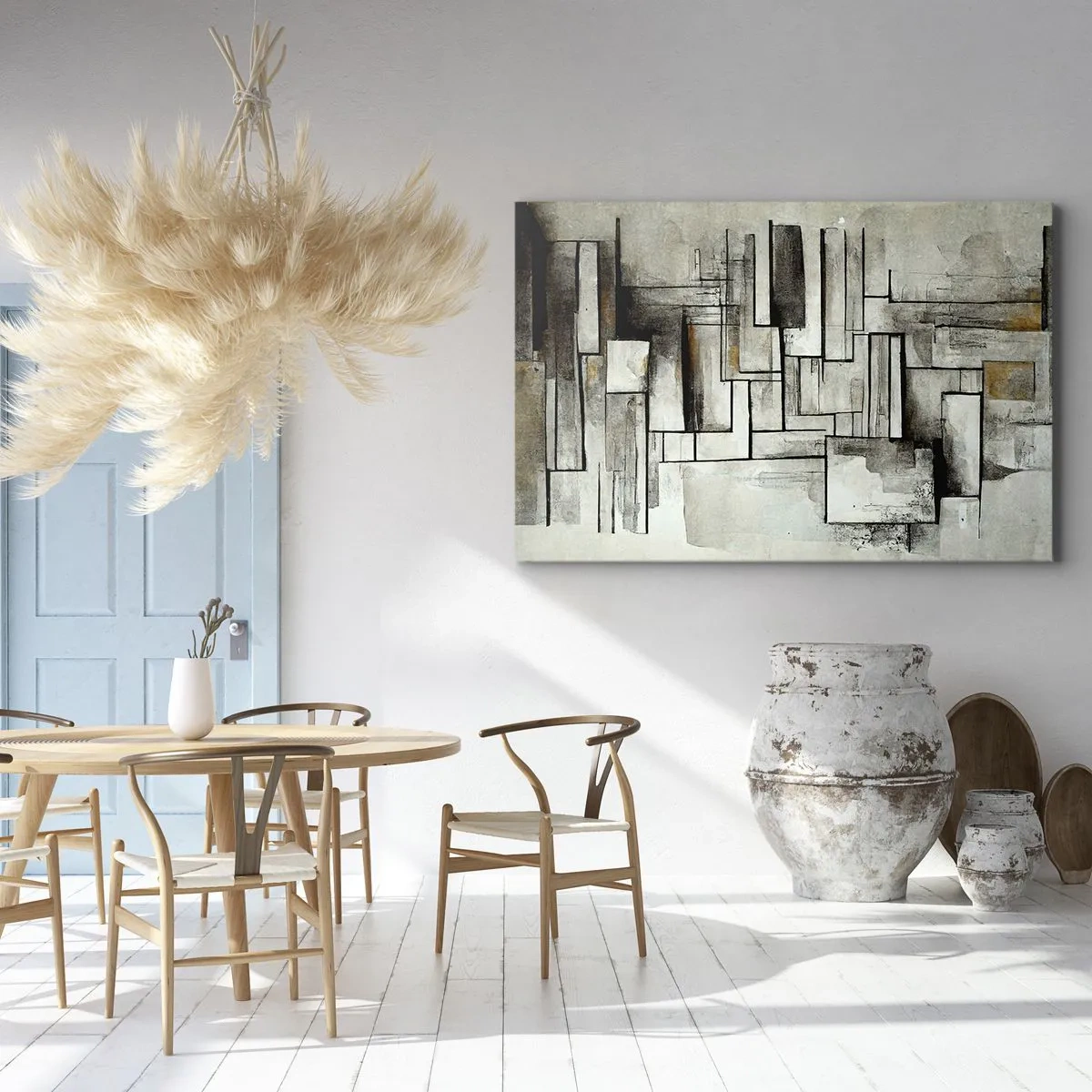 Cuadro sobre lienzo - Impresión de Imagen - Rectángulos abstractos en tonos de gris y negro. - 70x50cm - El poder de la sencillez - Decoración de pared moderna para salón y dormitorio ARTTOR