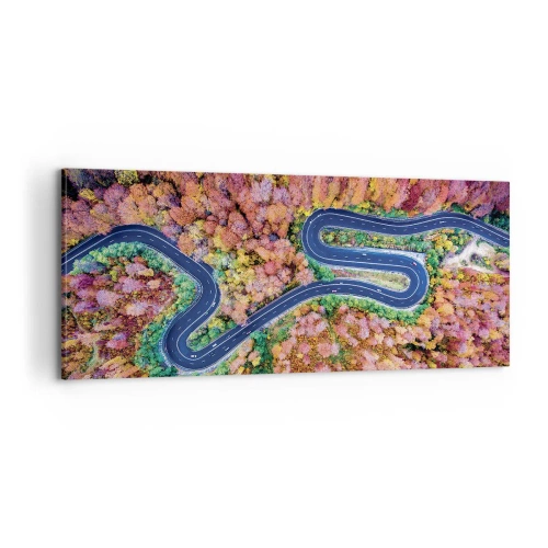 Cuadro sobre lienzo - Impresión de Imagen - Un camino sinuoso a través del bosque - 100x40 cm