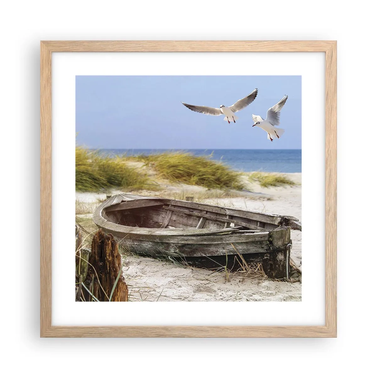 Póster en marco roble claro - Bañada por el viento - 40x40 cm