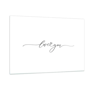 Cuadro sobre vidrio - Impresiones sobre Vidrio - Inscripción minimalista "Te amo" sobre fondo blanco. - 120x80cm - Negro sobre blanco - Decoración de pared moderna para salón y dormitorio ARTTOR