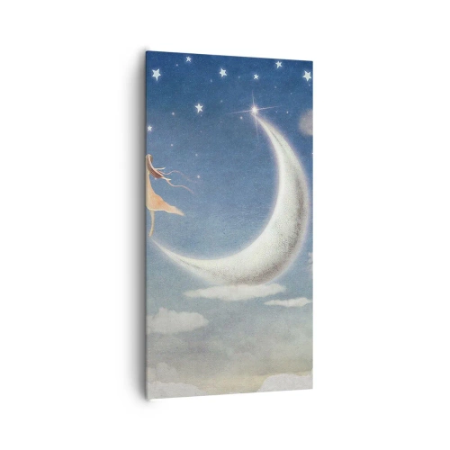 Cuadro sobre lienzo - Impresión de Imagen - Pretendiente sobre azul - 65x120 cm