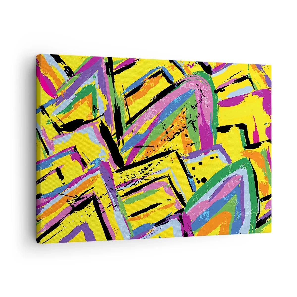 Cuadro sobre lienzo - Impresión de Imagen - Abstracción vívida en colores brillantes y formas dinámicas. - 70x50cm - Grita de alegría - Decoración de pared moderna para salón y dormitorio ARTTOR