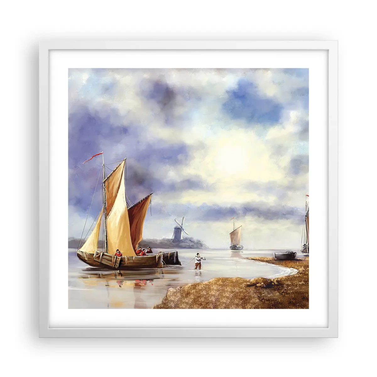 Póster en marco blanco - El regreso de los marineros - 50x50 cm