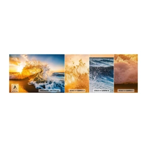 Muestra de fotomural autoadhesivo Deluxe Sticker - Jugando en la arena - Ola, Mar, Agua - 100x30 cm