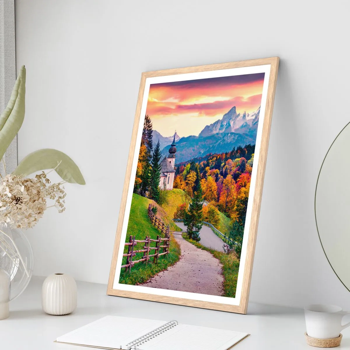 Póster en marco roble claro - Paisaje como una pintura - 40x50 cm