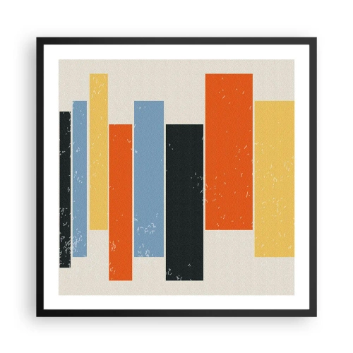 Póster en marco negro - Barras multicolor - 60x60 cm