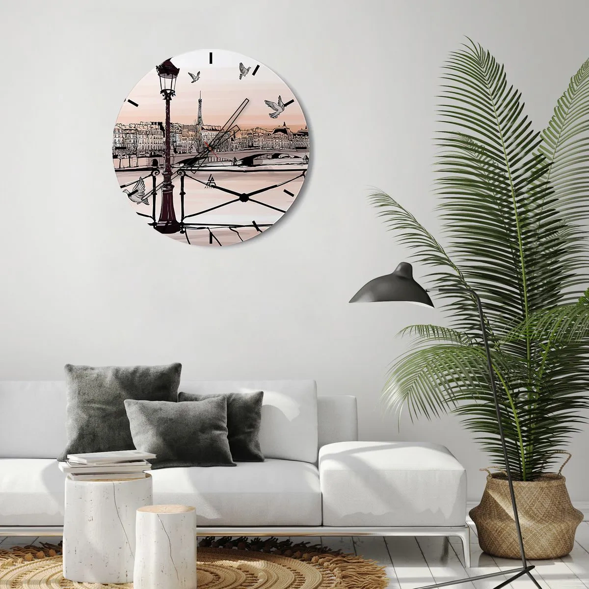 Reloj de pared - Reloj de vidrio - Sobre los tejados de París - 30x30 cm