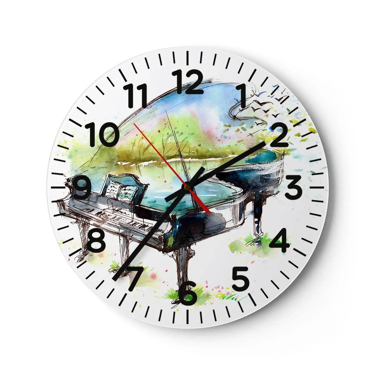 Reloj de pared - Reloj de vidrio - Encantado con la música - 40x40 cm