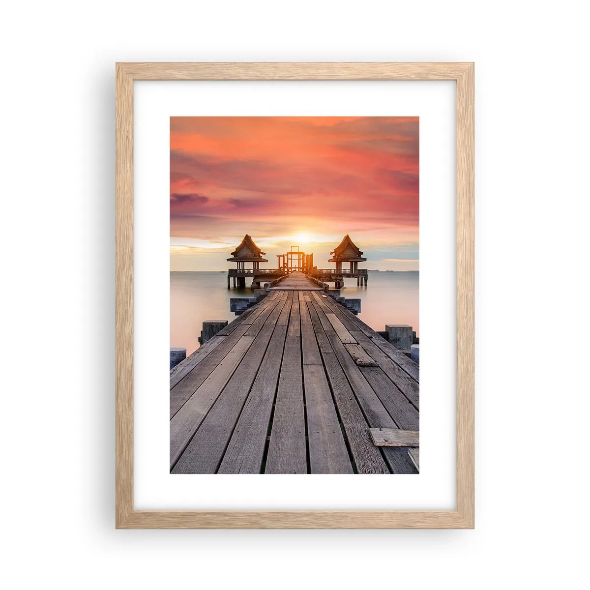 Póster en marco roble claro - De este a oeste - 30x40 cm