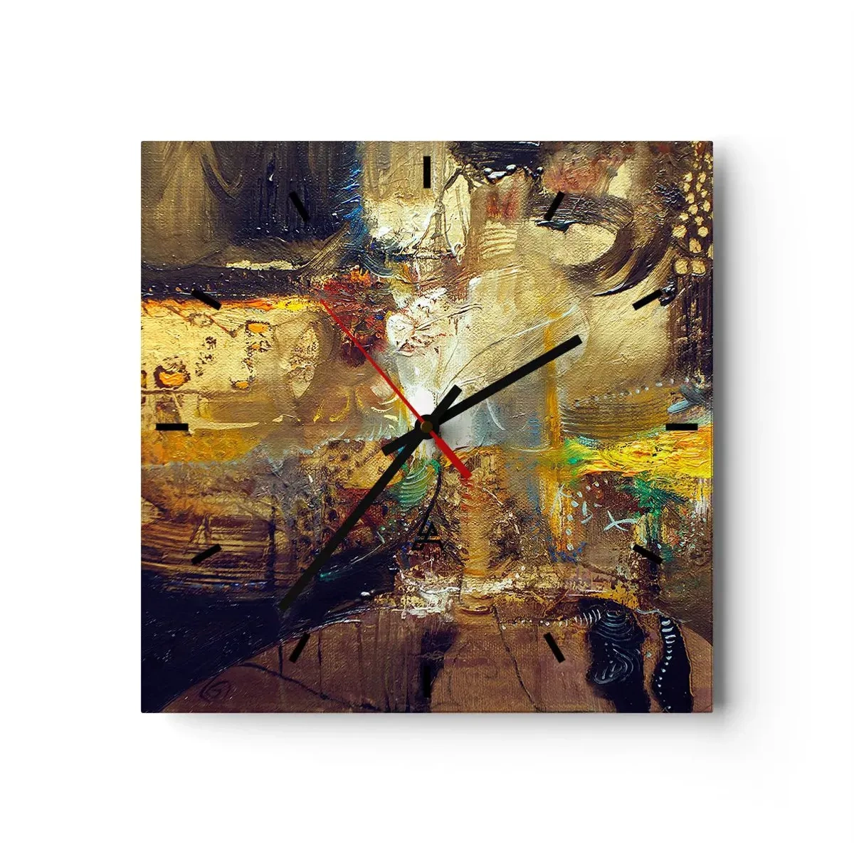 Reloj de pared - Reloj de vidrio - Naturaleza muerta abstracta en colores cálidos - 30x30cm - Frío, templado, caliente - Decoración de pared moderna para salón y dormitorio ARTTOR