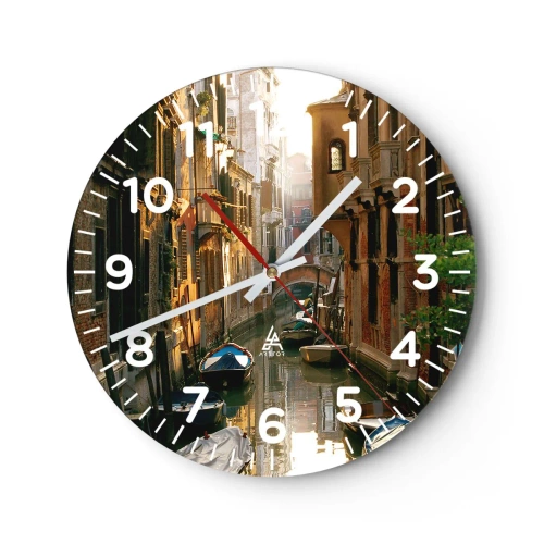 Reloj de pared - Reloj de vidrio - En un callejón veneciano - 40x40 cm