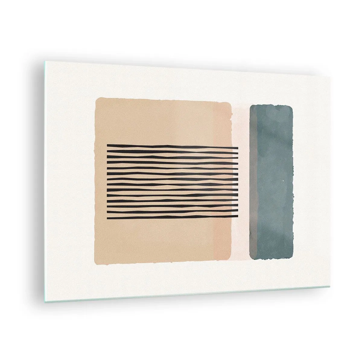 Cuadro sobre vidrio - Impresiones sobre Vidrio - Composición geométrica con rayas y bloques de color. - 70x50cm - Todo en orden - Decoración de pared moderna para salón y dormitorio ARTTOR