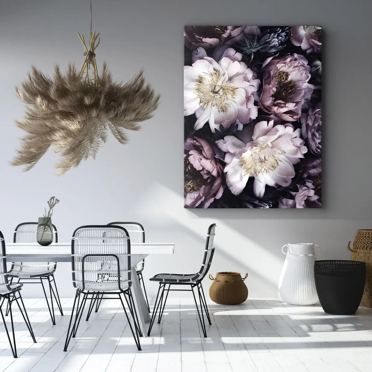 Cuadro sobre lienzo - Impresión de Imagen - Flores en delicados tonos pastel. - 50x70cm - Un ramo a la antigua usanza - Decoración de pared moderna para salón y dormitorio ARTTOR