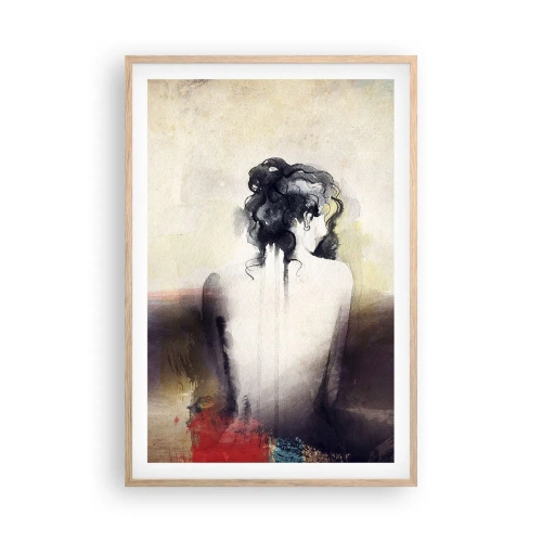 Póster en marco roble claro - Líneas suaves, formas ovaladas - 61x91 cm