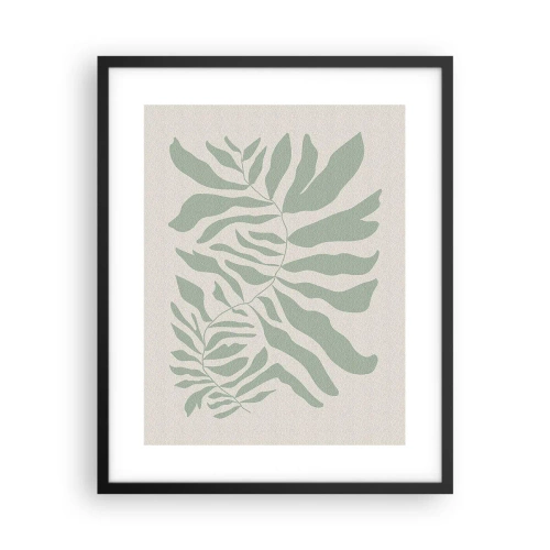 Póster en marco negro - Rama esmeralda - 40x50 cm