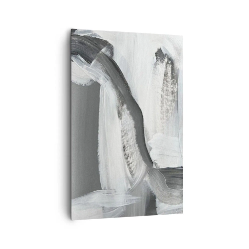 Cuadro sobre lienzo - Impresión de Imagen - Abstracción gris y blanca con líneas dinámicas. - 80x120cm - Con movimientos decididos - Decoración de pared moderna para salón y dormitorio ARTTOR
