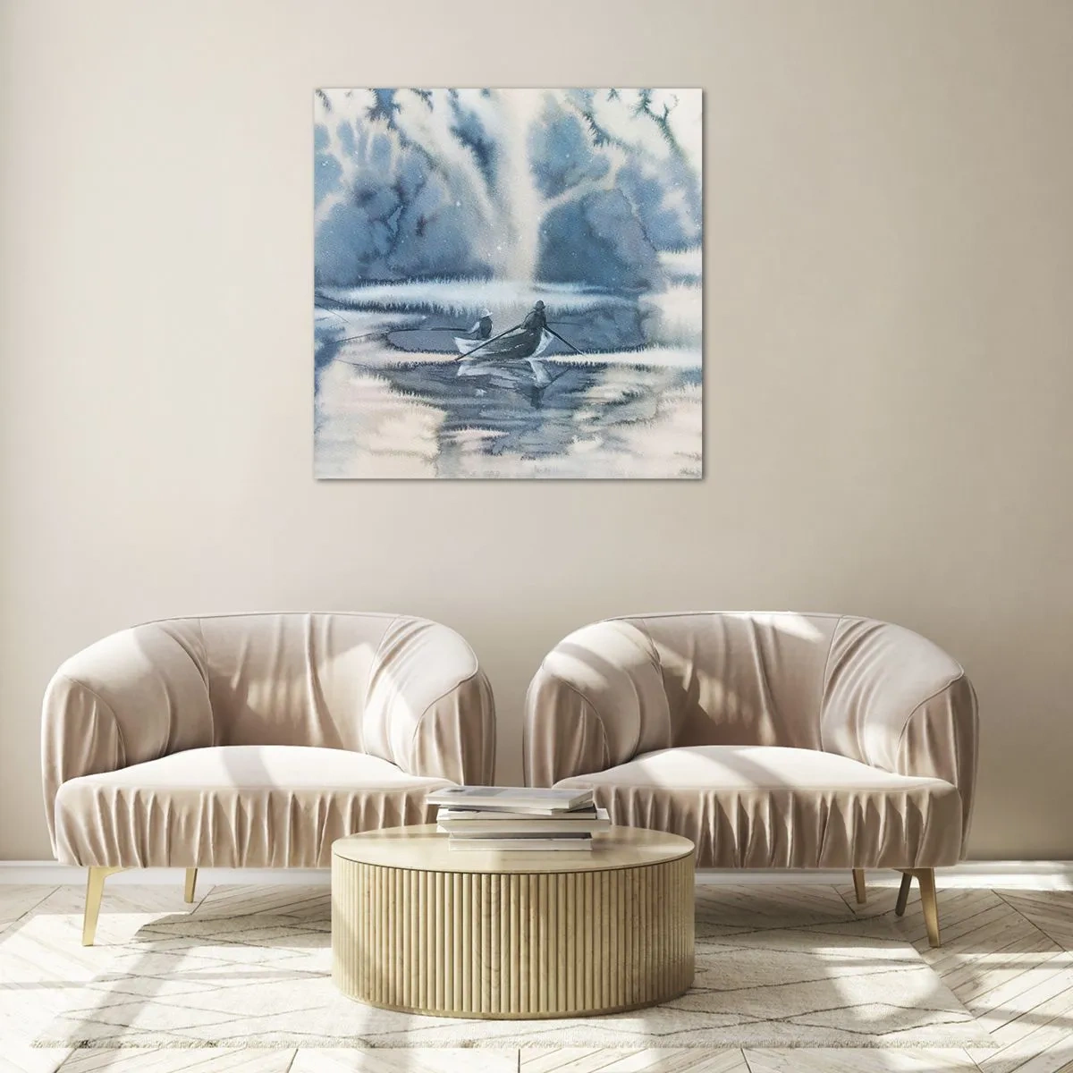 Cuadro sobre vidrio - Impresiones sobre Vidrio - Pescadores en su paraíso - 70x70 cm