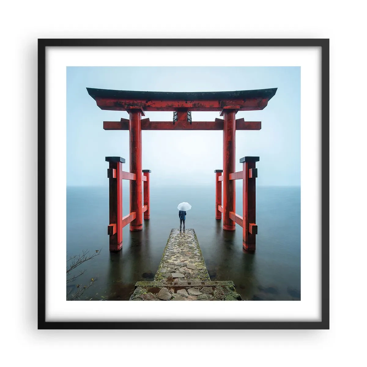 Póster en marco negro - Ensueño japonés - 50x50 cm