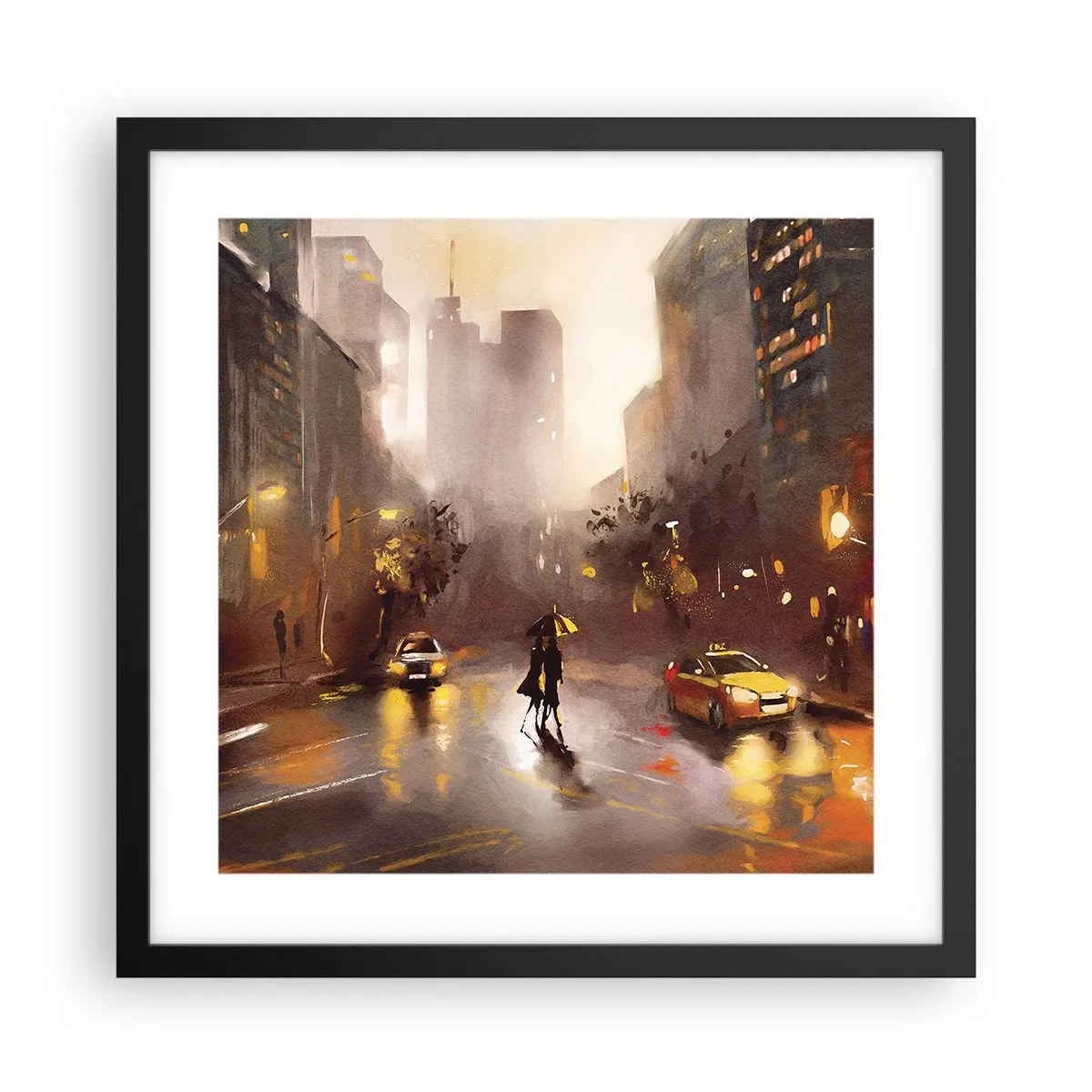 Póster en marco negro - En las luces de Nueva York - 40x40 cm