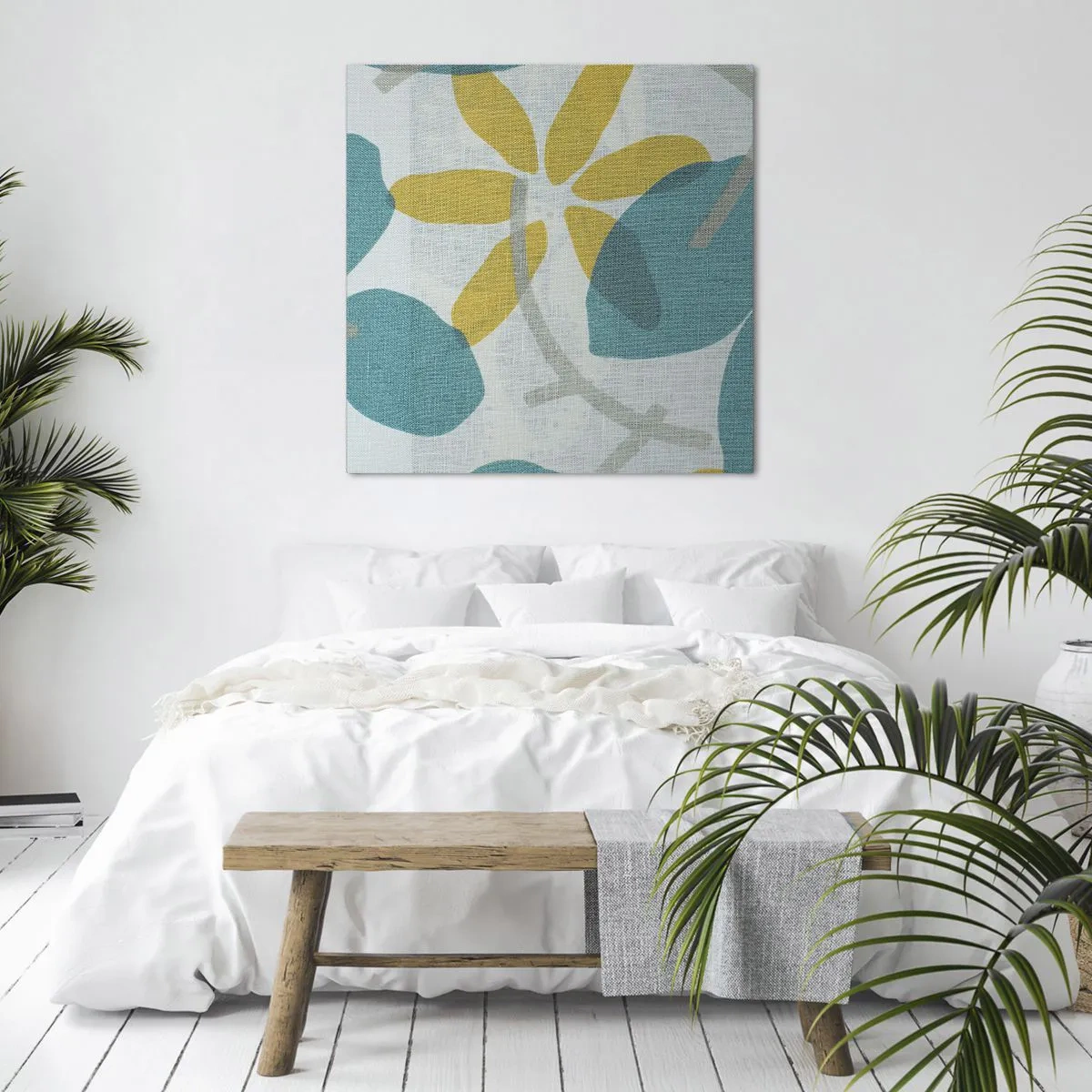 Cuadro sobre lienzo - Impresión de Imagen - Entre hojas azules - 70x70 cm