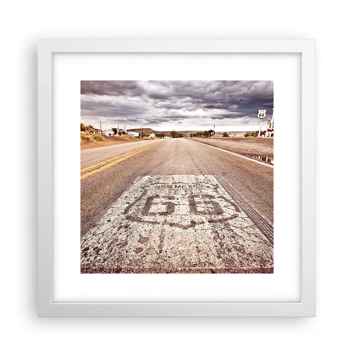 Póster en marco blanco - Mother Road: una leyenda americana - 30x30 cm