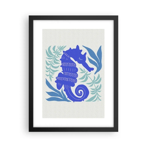 Póster en marco negro - En una pradera submarina - 30x40 cm