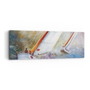 Cuadro sobre lienzo - Impresión de Imagen - Surcando las olas - 90x30 cm