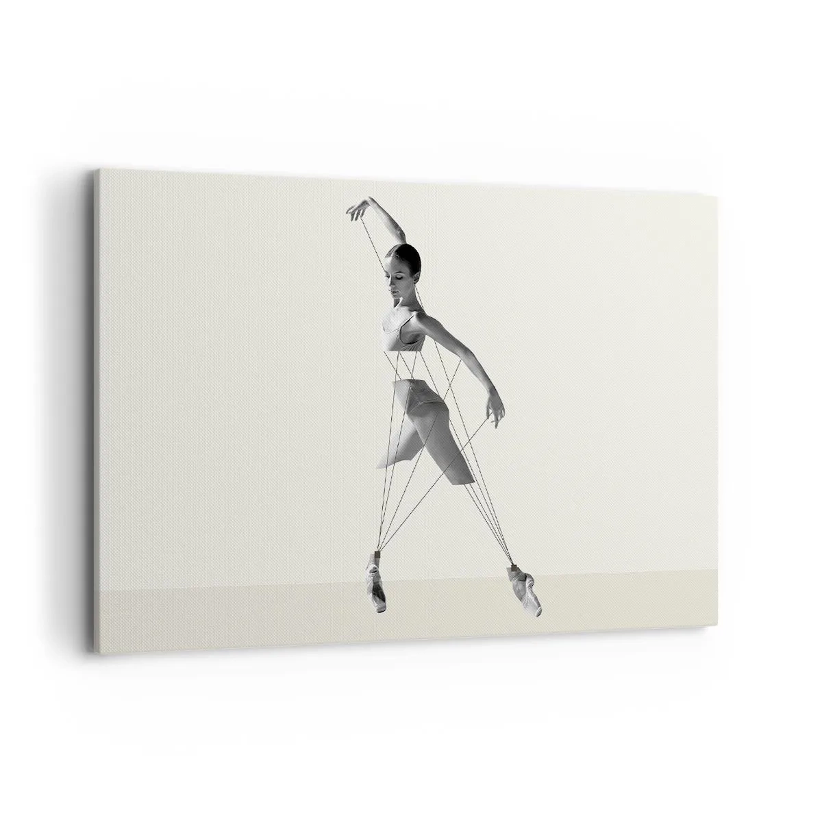 Cuadro sobre lienzo - Impresión de Imagen - Bailarina en interpretación geométrica con líneas. - 120x80cm - Títere de sí misma - Decoración de pared moderna para salón y dormitorio ARTTOR