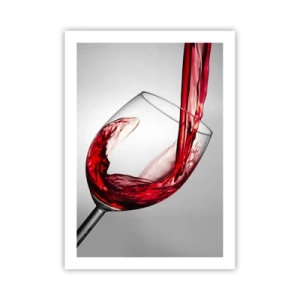 Póster - Vino tinto vertido en una copa - 50x70cm - Color - Movimiento - Sonido - Decoración de pared moderna para salón y dormitorio ARTTOR