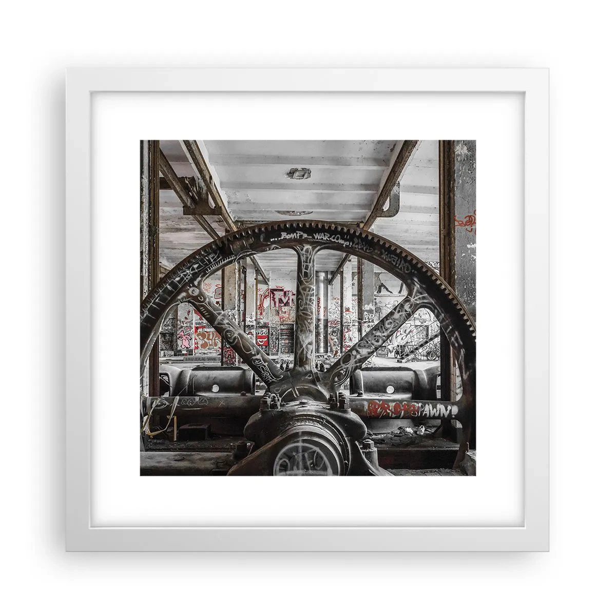 Póster en marco blanco - La vida secreta de una fábrica - 30x30 cm