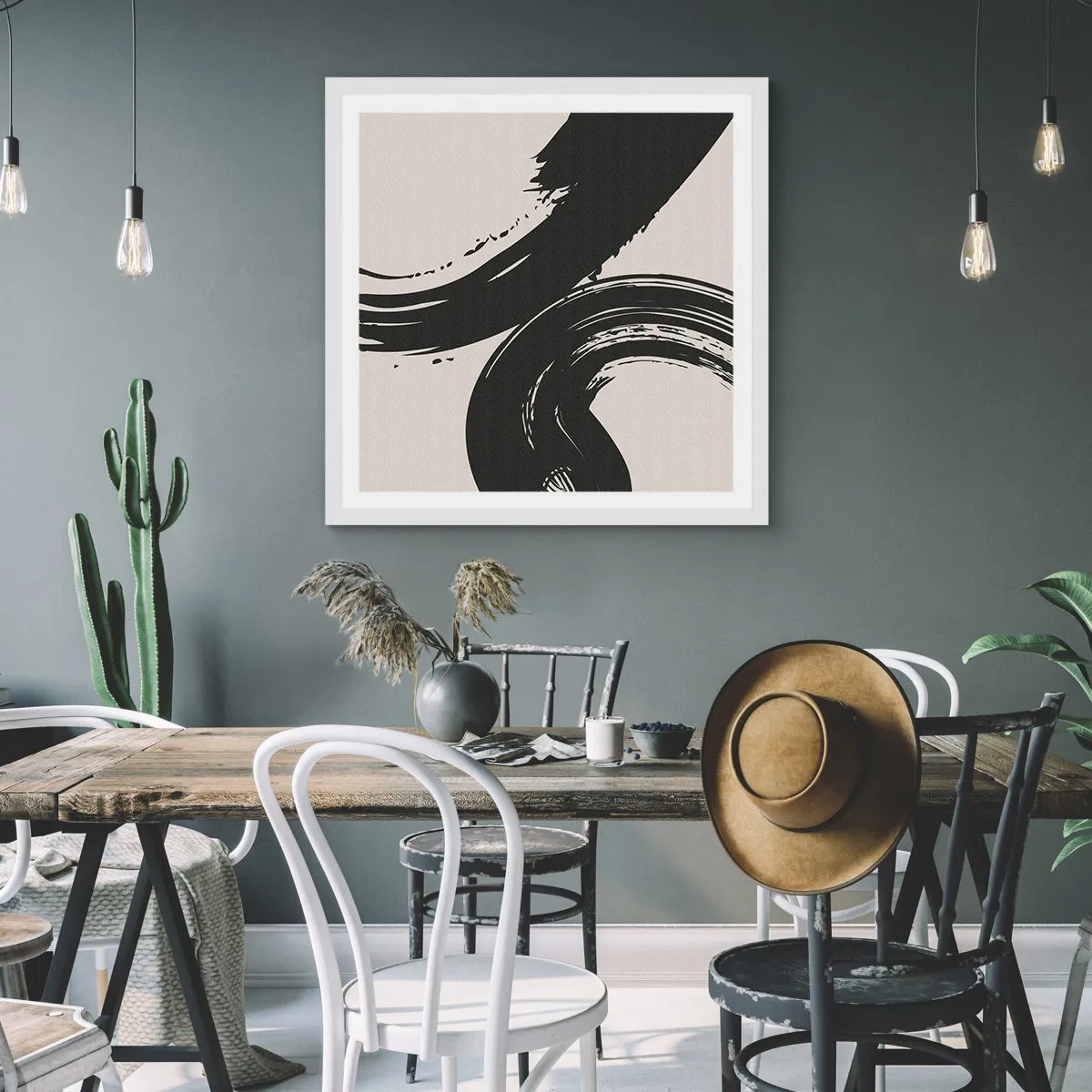 Póster en marco blanco - Barrido y circular - 30x30 cm