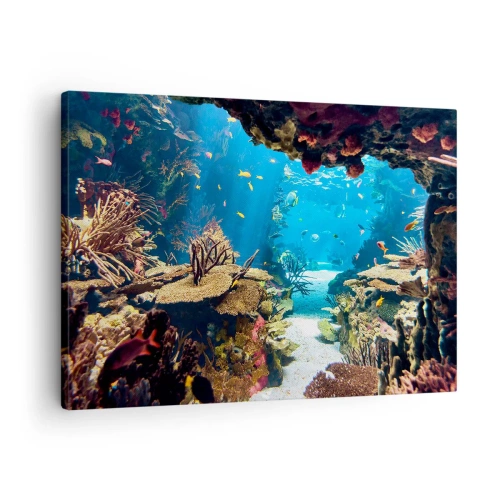 Cuadro sobre lienzo - Impresión de Imagen - Mundo submarino con arrecifes de coral y peces. - 70x50cm - Ni siquiera has soñado - Decoración de pared moderna para salón y dormitorio ARTTOR