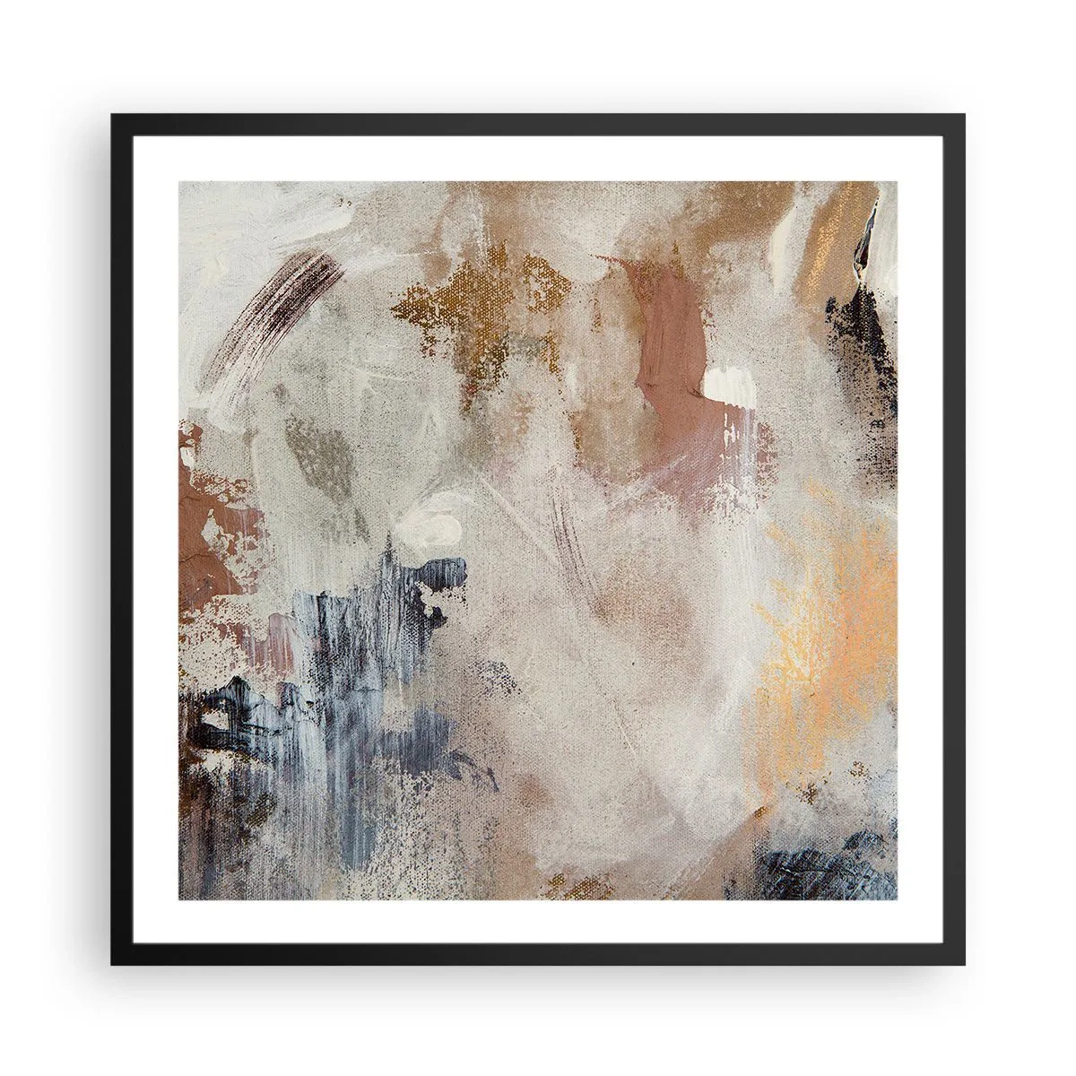 Póster en marco negro - Abstracción brumosa - 60x60 cm