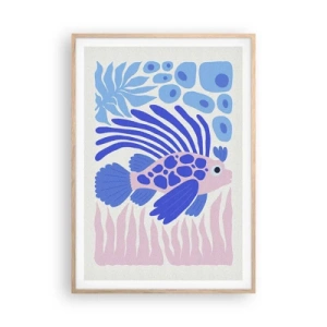 Póster en marco roble claro - En su mundo - 70x100 cm