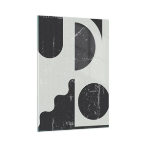 Cuadro sobre vidrio - Impresiones sobre Vidrio - Patrones geométricos en tonos negros y grises. - 70x100cm - Composición arriba y abajo - Decoración de pared moderna para salón y dormitorio ARTTOR