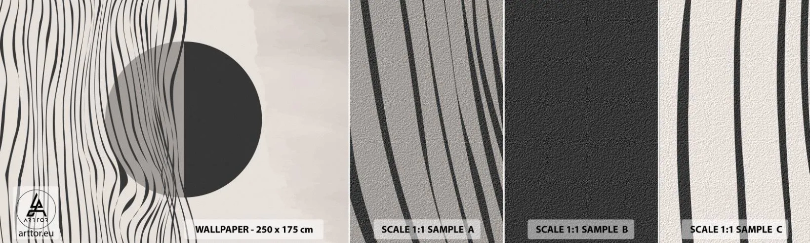 Muestra De Fotomural Standard Eco - Media composición - Abstracción, Pedazo, En blanco y negro - 100x30 cm