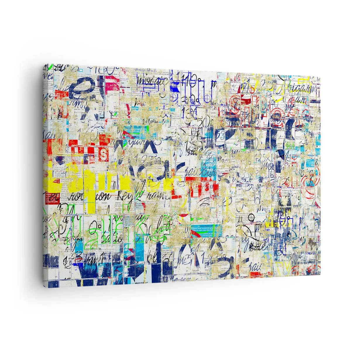 Cuadro sobre lienzo - Impresión de Imagen - Grafiti abstracto con inscripciones y patrones coloridos. - 70x50cm - Simplemente agradable a la vista - Decoración de pared moderna para salón y dormitorio ARTTOR