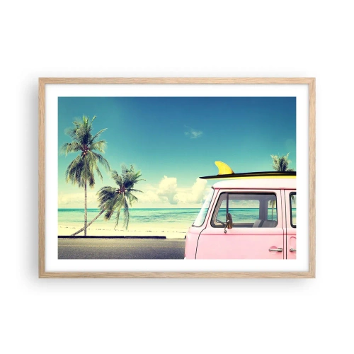 Póster en marco roble claro - Comienzan las vacaciones - 70x50 cm