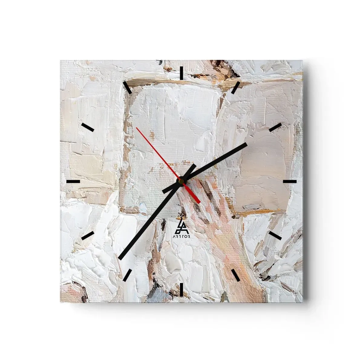 Reloj de pared - Reloj de vidrio - Una pintura impresionista de una mano sosteniendo un libro abierto. - 30x30cm - En otro mundo - Decoración de pared moderna para salón y dormitorio ARTTOR