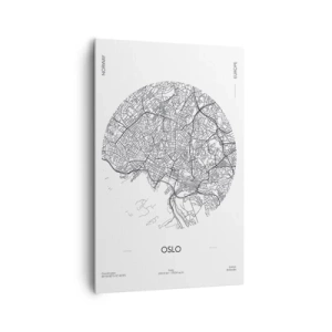 Cuadro sobre lienzo - Impresión de Imagen - Un mapa de Oslo en un estilo minimalista en blanco y negro. - 80x120cm - Anatomía de Oslo - Decoración de pared moderna para salón y dormitorio ARTTOR