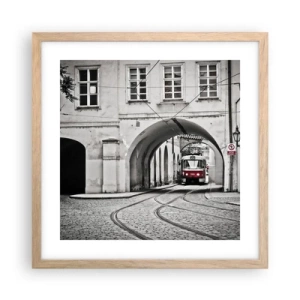 Póster en marco roble claro - A través del laberinto urbano - 40x40 cm