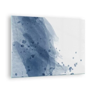 Cuadro sobre vidrio - Impresiones sobre Vidrio - Mancha de acuarela en tonos azules - 70x50cm - Tul azul - Decoración de pared moderna para salón y dormitorio ARTTOR